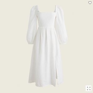 JCREW SMOCKED TOP MIDI SLIT DRESS - LINEN